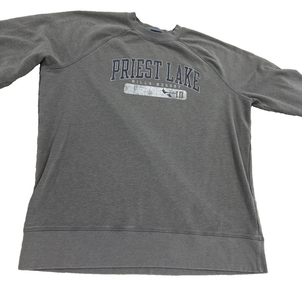 Priest Lake Hill's Resort Idaho Gray Raglan Sweatshirt L Outta Town Gear